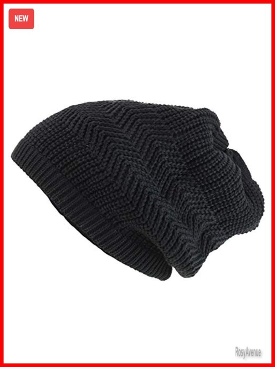 Long Slouchy Striped Knit Dreadlock Beanie Hat - Stretchable Winter Cotton